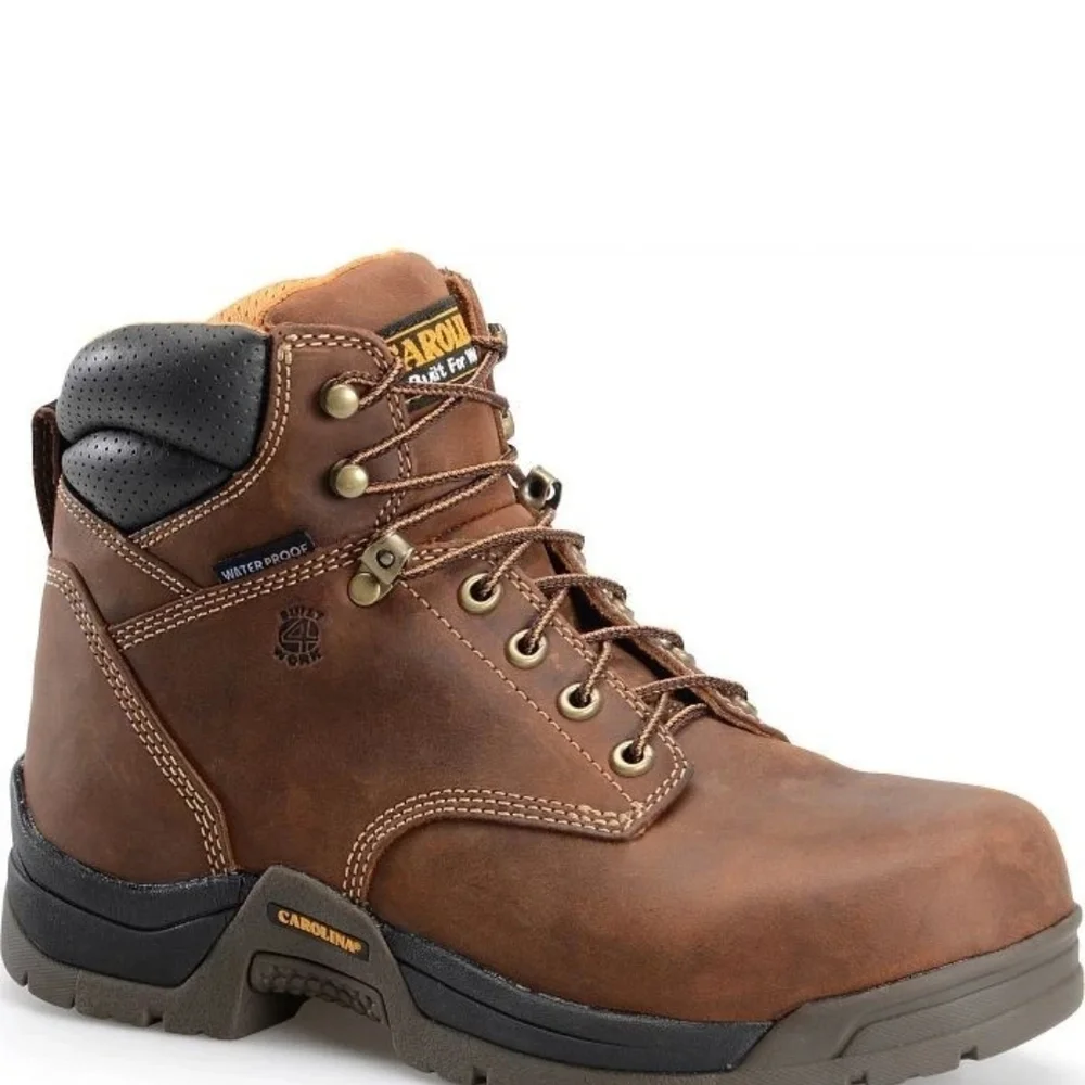 Carolina Waterproof Steel Toe Work Boots Brown Leather Lace Up Mens